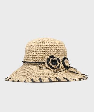 Chapeau de paille capeline avec fleurs en relief femme vue1 - GEMO (ACCESS) - GEMO