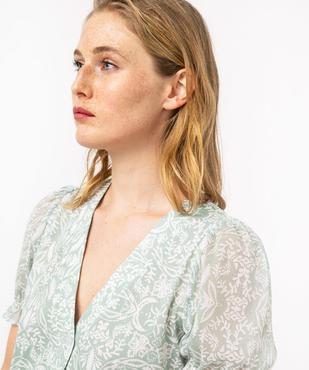 Tee-shirt boutonné avec manches courtes en voile femme vue2 - GEMO(FEMME PAP) - GEMO