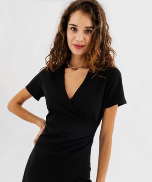 Robe à manches courtes effet drapé femme vue2 - PREMIER PRIX BY GEMO - GEMO