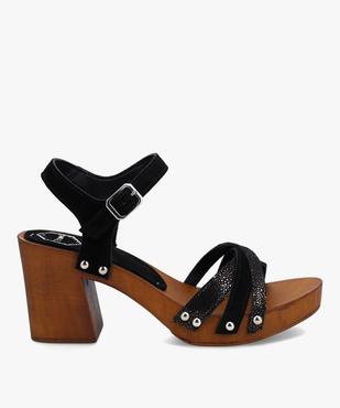 Sandales femme style sabots à talon dessus cuir - Taneo vue1 - TANEO - GEMO