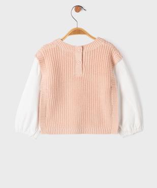 Pull avec manches chemise 2 en 1 bébé fille vue3 - GEMO 4G BEBE - GEMO