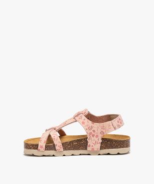 Sandales fille dessus en cuir velours à motifs fleuris et bride à boucle - NA! vue3 - NA! - GEMO