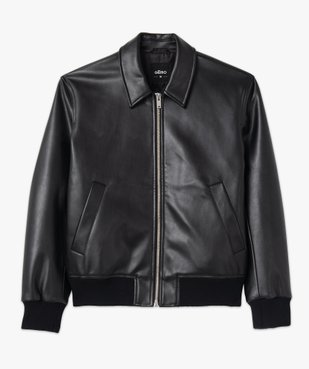 Blouson aviateur en cuir imitation homme vue4 - GEMO 4G HOMME - GEMO
