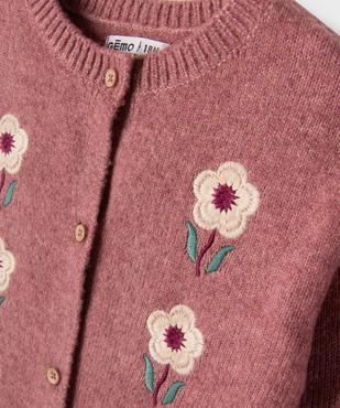 Gilet à col rond avec fleurs brodées bébé fille vue2 - GEMO 4G BEBE - GEMO