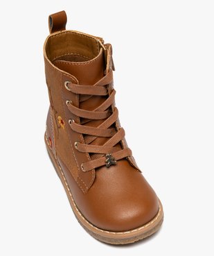 Bottines fille à zip et à lacets fleurs fantaisie - LuluCastagnette vue5 - LULU CASTAGNETT - GEMO