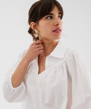 Blouse manches 3/4 en toile de coton unie femme vue4 - GEMO(FEMME PAP) - GEMO