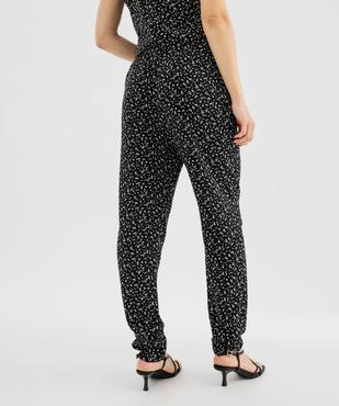 Pantalon à taille élastiquée en viscose fluide imprimée femme vue3 - GEMO 4G FEMME - GEMO