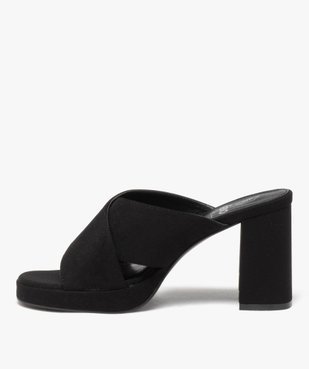 Mules femme à talon haut unies en suédine et à brides croisées vue3 - GEMO(URBAIN) - GEMO