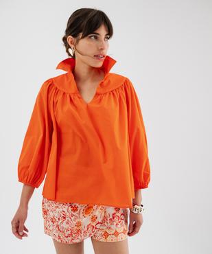 Blouse manches 3/4 en toile de coton unie femme vue2 - GEMO(FEMME PAP) - GEMO