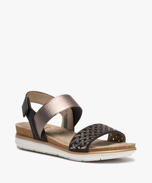 Sandales femme confort à talon plat et bride élastique vue2 - GEMO (CASUAL) - GEMO