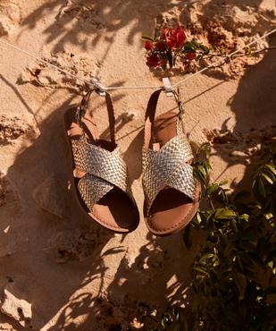Sandales en cuir à larges brides tressées femme - LuluCastagnette vue1 - LULUCASTAGNETTE - GEMO