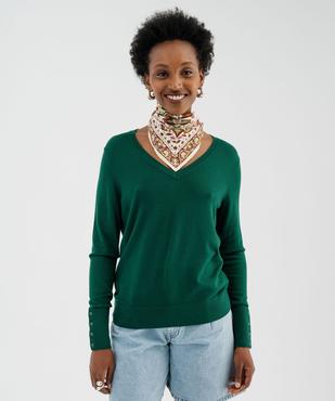 Pull col V en maille viscose fine et souple femme vue1 - GEMO 4G FEMME - GEMO