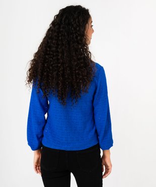Tee-shirt manches longues en maille ajourée femme vue3 - GEMO 4G FEMME - GEMO