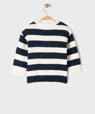 Pull en grosse maille à larges rayures bébé garçon vue9 - GEMO 4G BEBE - GEMO