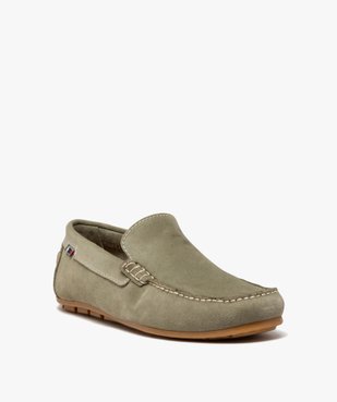 Mocassins homme unis dessus en cuir suédé à semelle crantée vue3 - GEMO (CASUAL) - GEMO