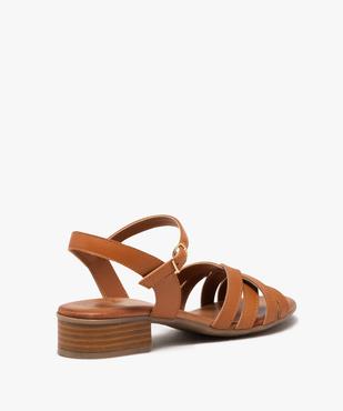 Sandales femme avec brides croisées en cuir uni  vue4 - GEMO (CASUAL) - GEMO