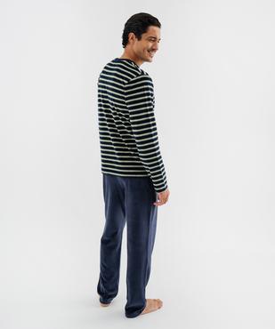 Pyjama en velours avec haut rayé homme vue1 - GEMO 4G HOMME - GEMO