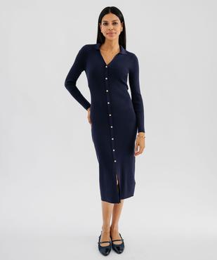 Robe longe en maille côtelée femme - LuluCastagnette vue1 - LULU CASTAGNETTE GEMO FOR GOOD - GEMO