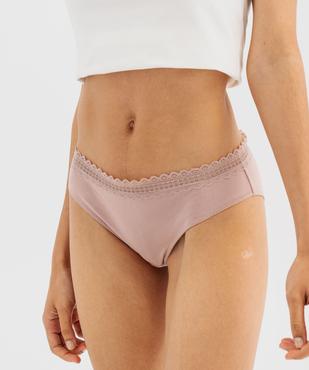 Culotte en coton stretch à ceinture dentelle élastique femme (lot de 2) vue1 - GEMO 4G FEMME - GEMO