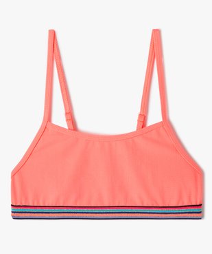 Haut de maillot de bain fille forme brassière à fines bretelles et bande rayée vue1 - GEMO (JUNIOR) - GEMO