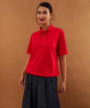T-shirt col lavallière uni femme vue4 - GEMO(FEMME PAP) - GEMO