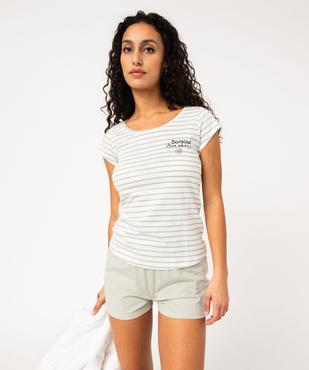 Pyjashort en coton bicolore femme vue2 - GEMO 4G FEMME - GEMO