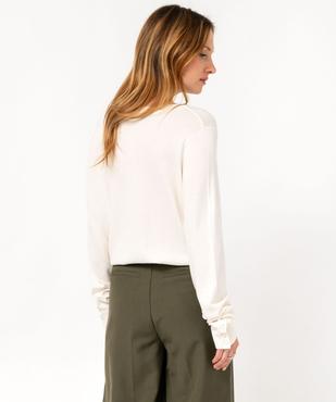 Pull fin à col V avec boutons aux poignets femme vue3 - GEMO 4G FEMME - GEMO