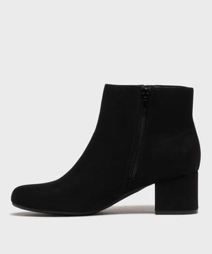 Boots femme à talon carré en suédine unie et zip décoratif vue9 - VALENTINA BALDA - GEMO