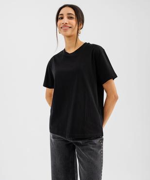 Tee-shirt manches courtes col rond uni en coton femme vue1 - GEMO 4G FEMME - GEMO