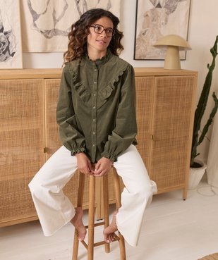 Chemise en velours à volants femme - LuluCastagnette vue1 - LULUCASTAGNETTE - GEMO
