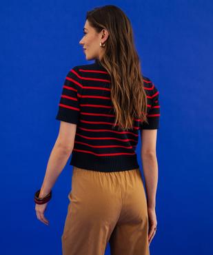 Gilet manches courtes à rayures femme vue4 - GEMO 4G FEMME - GEMO