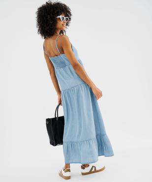 Robe longue à bretelles en denim Lyocell femme vue3 - GEMO(FEMME PAP) - GEMO