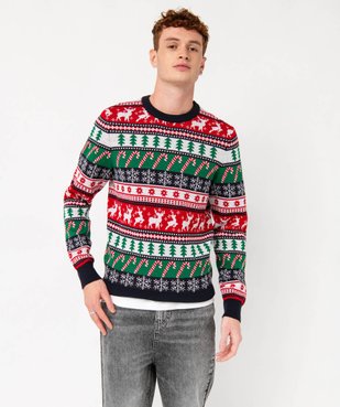 Pull de Noël multicolore homme vue1 - 1E PRIX BY GEMO - GEMO