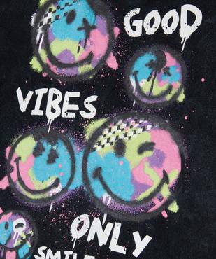 Tee-shirt manches courtes avec motifs Smiley fille - Smiley World vue6 - SMILEY WORLD - GEMO