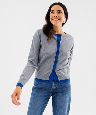Gilet boutonné col rond femme vue1 - GEMO 4G FEMME - GEMO