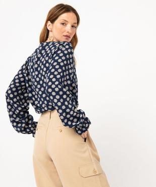 Blouse imprimée à col V et poignets froncés femme vue3 - GEMO 4G FEMME - GEMO