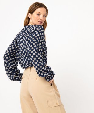 Blouse imprimée à col V et poignets froncés femme vue3 - GEMO(FEMME PAP) - GEMO