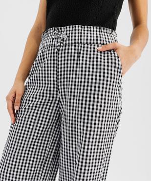 Pantalon large en seersucker motif vichy femme vue2 - GEMO(FEMME PAP) - GEMO