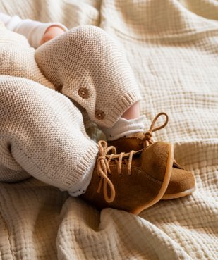 Ensemble 2 pièces bébé fille salopette en maille et body manches longues  vue9 - GEMO 4G BEBE - GEMO