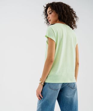 Tee-shirt manches courtes à col V coupe loose en lin femme vue3 - GEMO 4G FEMME - GEMO