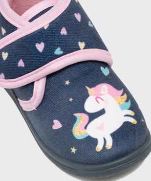Chaussons en velours montant à scratch imprimé licorne fille vue6 - GEMO (ENFANT) - GEMO