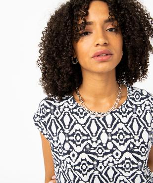 Tee-shirt droit fendu à manches courtes imprimé femme vue2 - GEMO 4G FEMME - GEMO