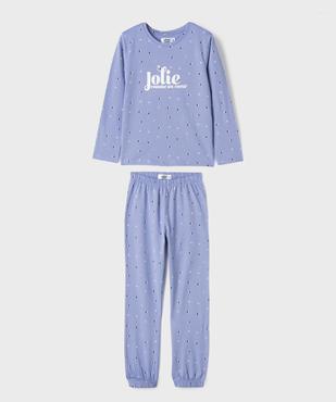 Pyjama en coton avec motifs coeurs fille vue1 - GEMO 4G FILLE - GEMO