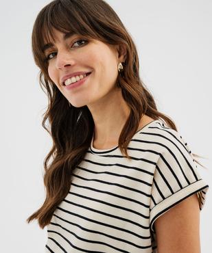 Tee-shirt rayé à manches ultra courtes femme vue2 - GEMO 4G FEMME - GEMO