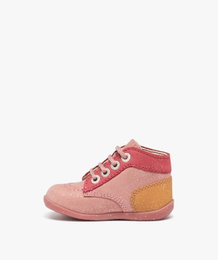 Chaussures premiers pas bébé fille en cuir multicolores - Kickers vue3 - KICKERS - GEMO