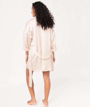 Peignoir en satin avec doublure peluche femme vue4 - GEMO(HOMWR FEM) - GEMO