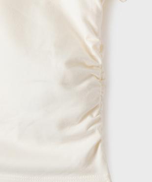 Tee-shirt manches longues coupe courte avec devant froncé fille vue2 - GEMO 4G FILLE - GEMO