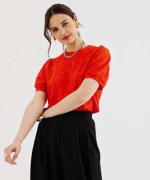 Tee-shirt à manches courtes en maille ajourée femme vue1 - GEMO 4G FEMME - GEMO