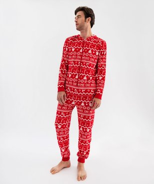 Combinaison pyjama de Noël en velours à capuche et motifs homme vue1 - GEMO(HOMWR HOM) - GEMO