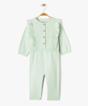 Combinaison pantalon en maille avec volants brodés bébé fille vue1 - GEMO 4G BEBE - GEMO